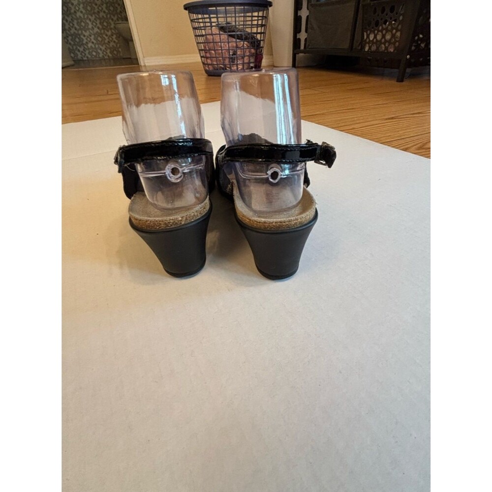 Mephisto Natasha peep toe slingback black leather wedge sandals shoes sz 39 (9) - Picture 6 of 9